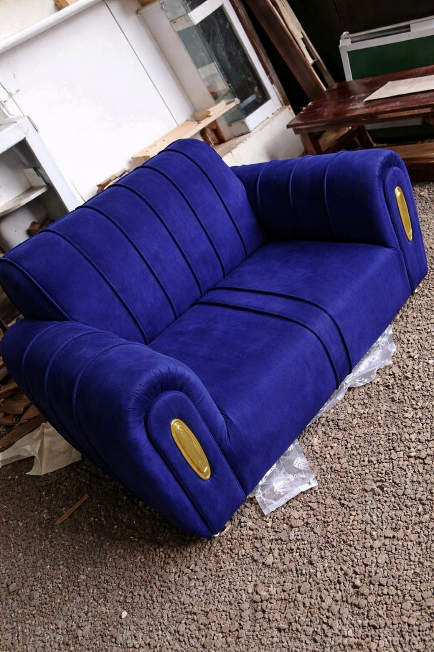 High-Back Leather Settee